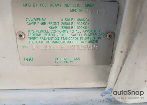 2008 Subaru Forester 2.5X z USA, uszkodzony, nr VIN JF1SG65608H705419